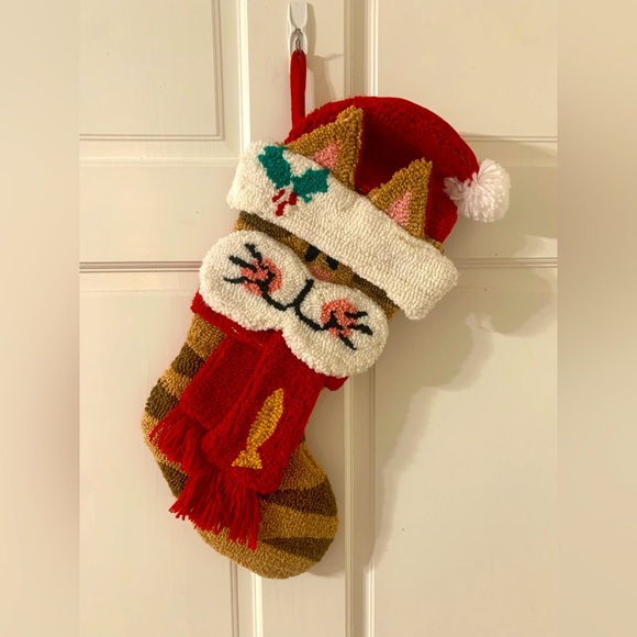Christmas Cat Latch Hook Needwork Stocking - Picture 1 of 3